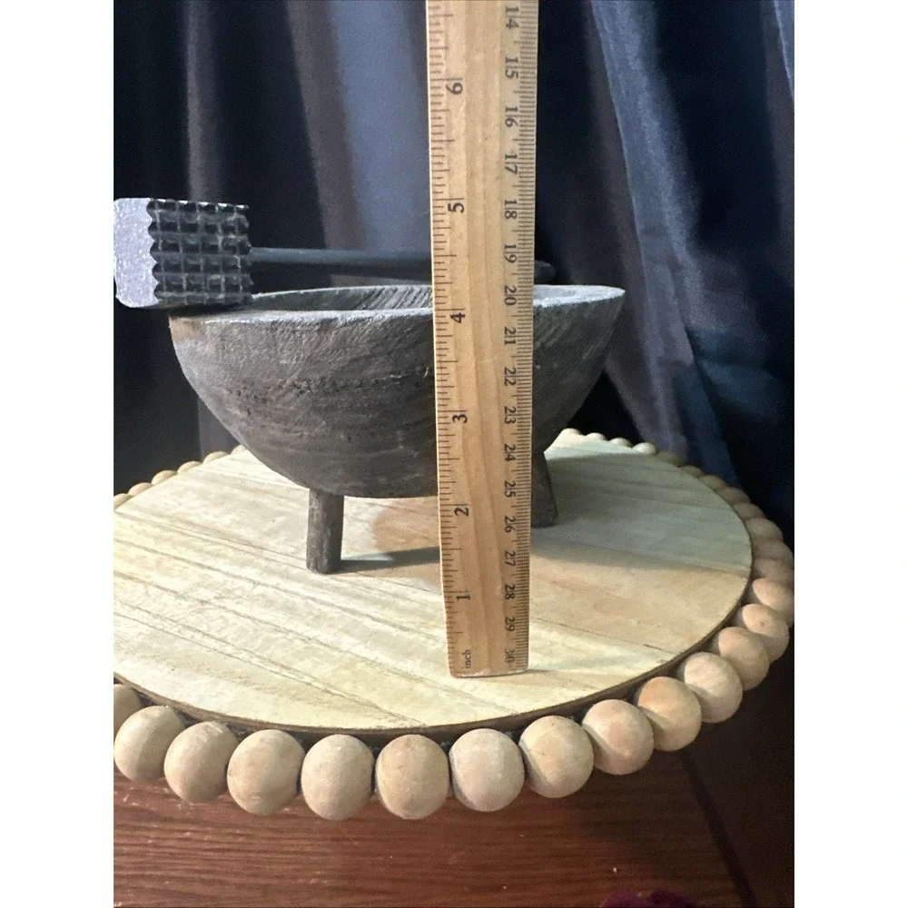 Vintage Rustic wooden Mortar And Pestle Medicine Bowl